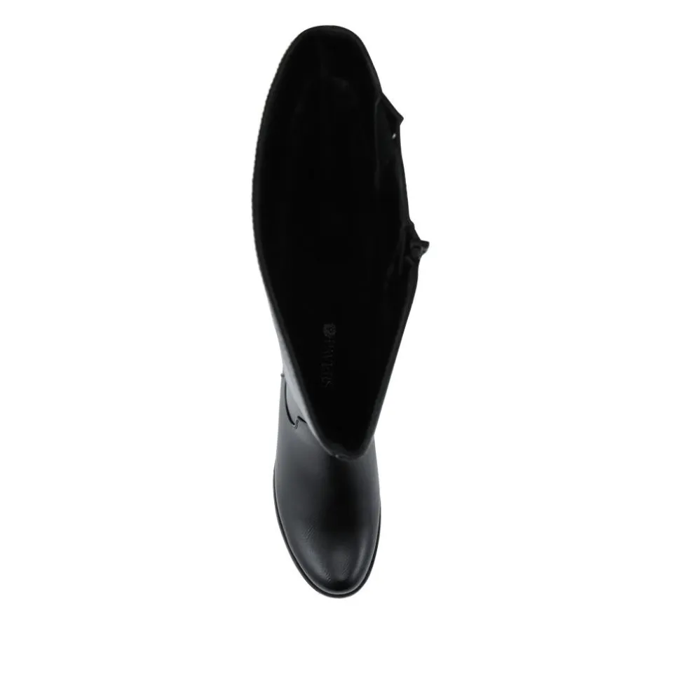 Warm Block Heel Long Boots - Black