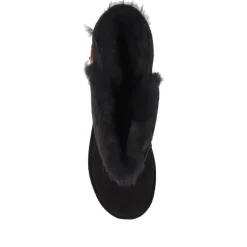 Warm Buttoned Calf Boots - Black