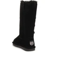 Warm Buttoned Calf Boots - Black