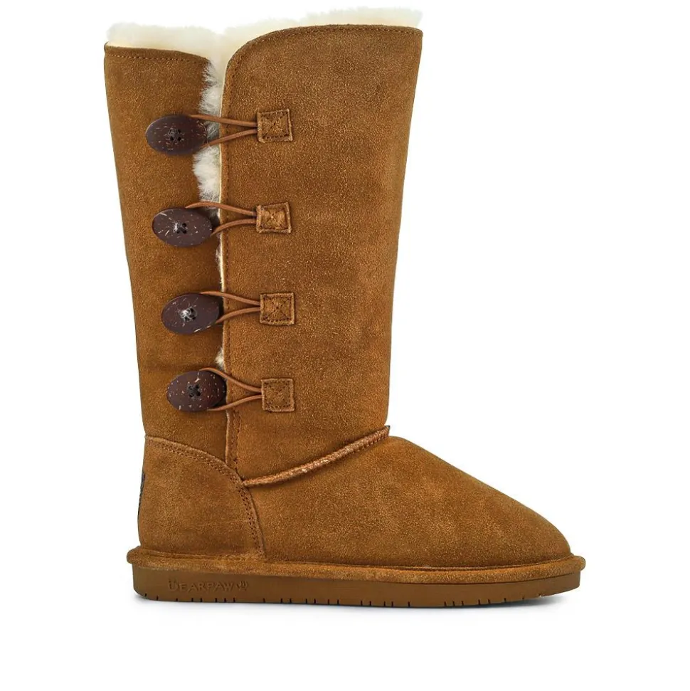 Warm Buttoned Calf Boots - Chestnut