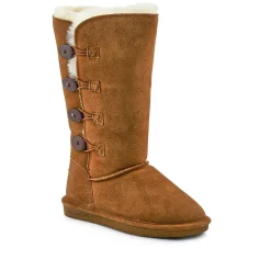 Warm Buttoned Calf Boots - Chestnut