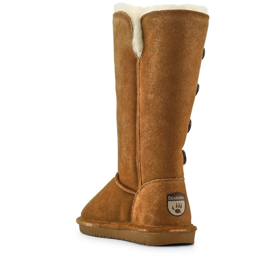 Warm Buttoned Calf Boots - Chestnut