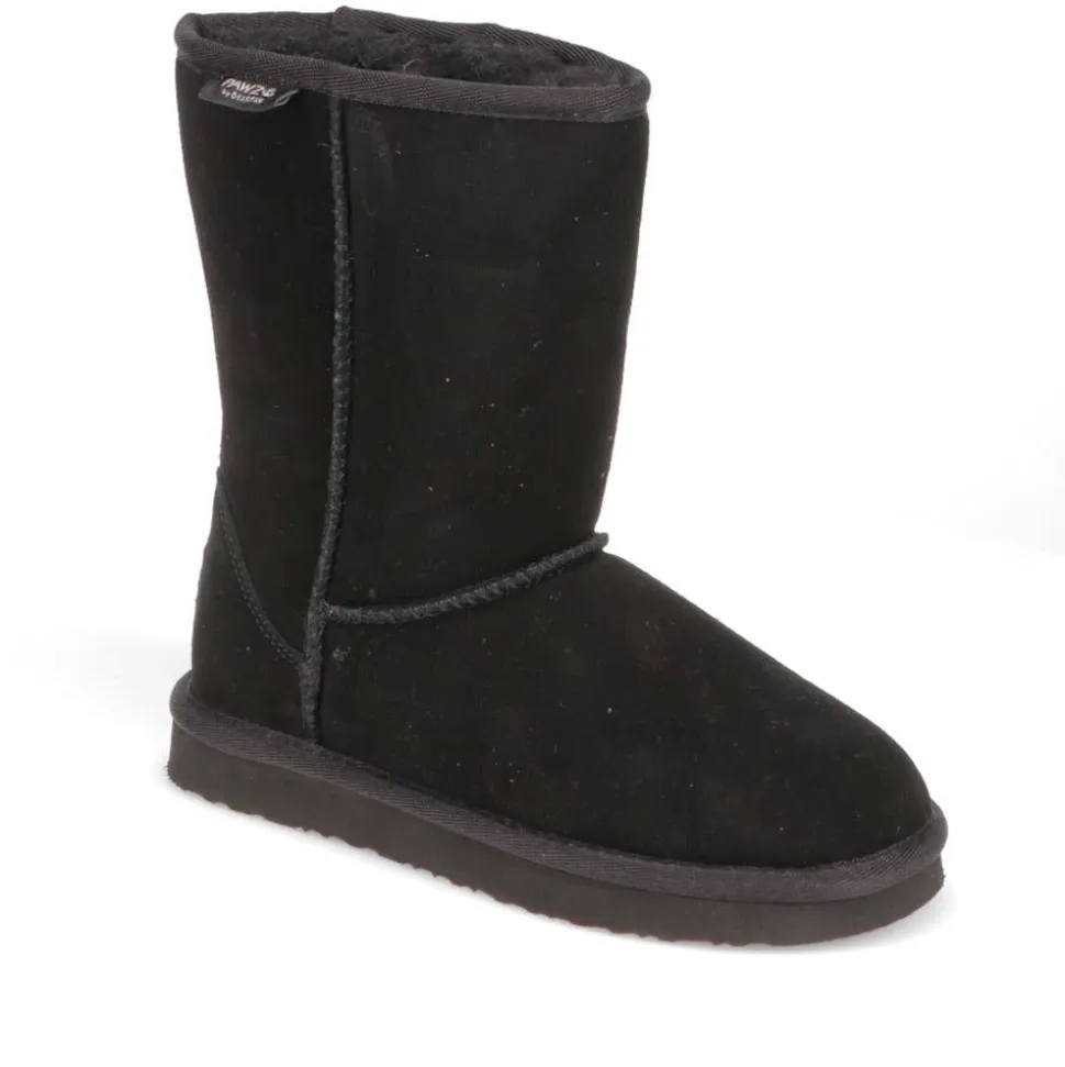 Warm-Lined Calf-Length Boots - Black