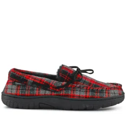 Warm-Lined Corded Slippers - Grey-Red