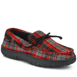 Warm-Lined Corded Slippers - Grey-Red