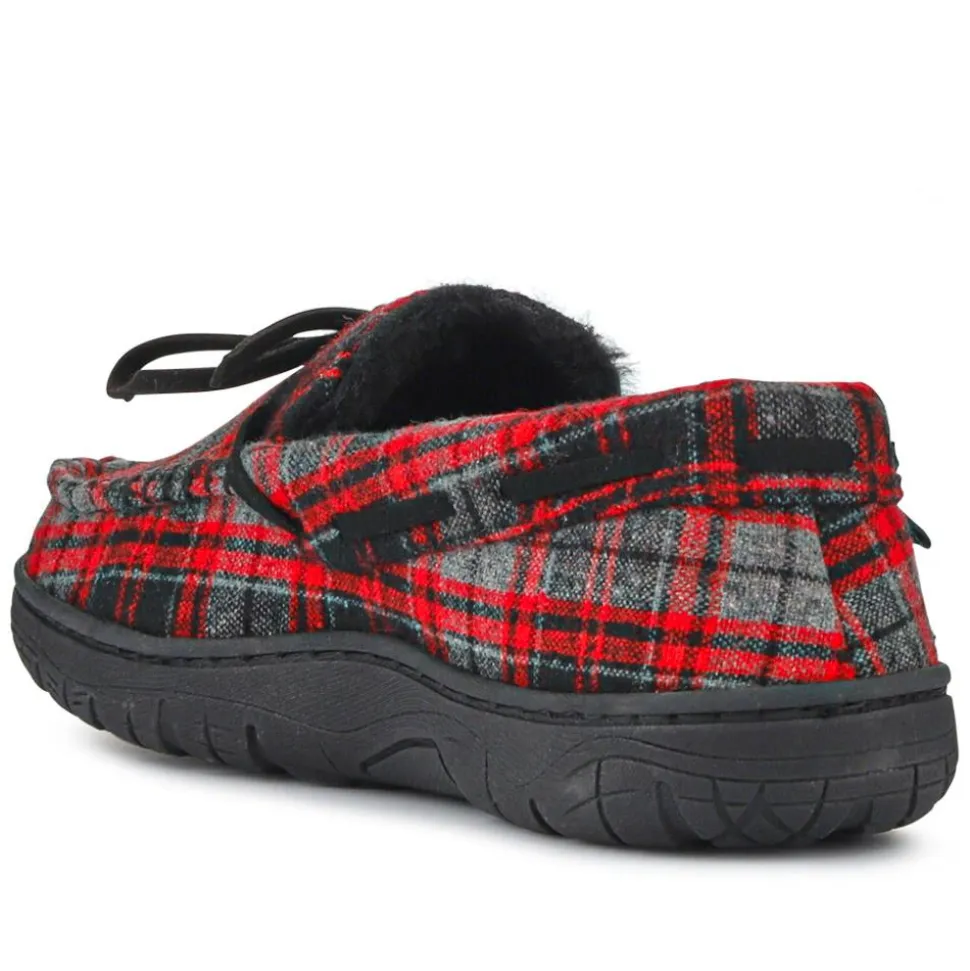Warm-Lined Corded Slippers - Grey-Red