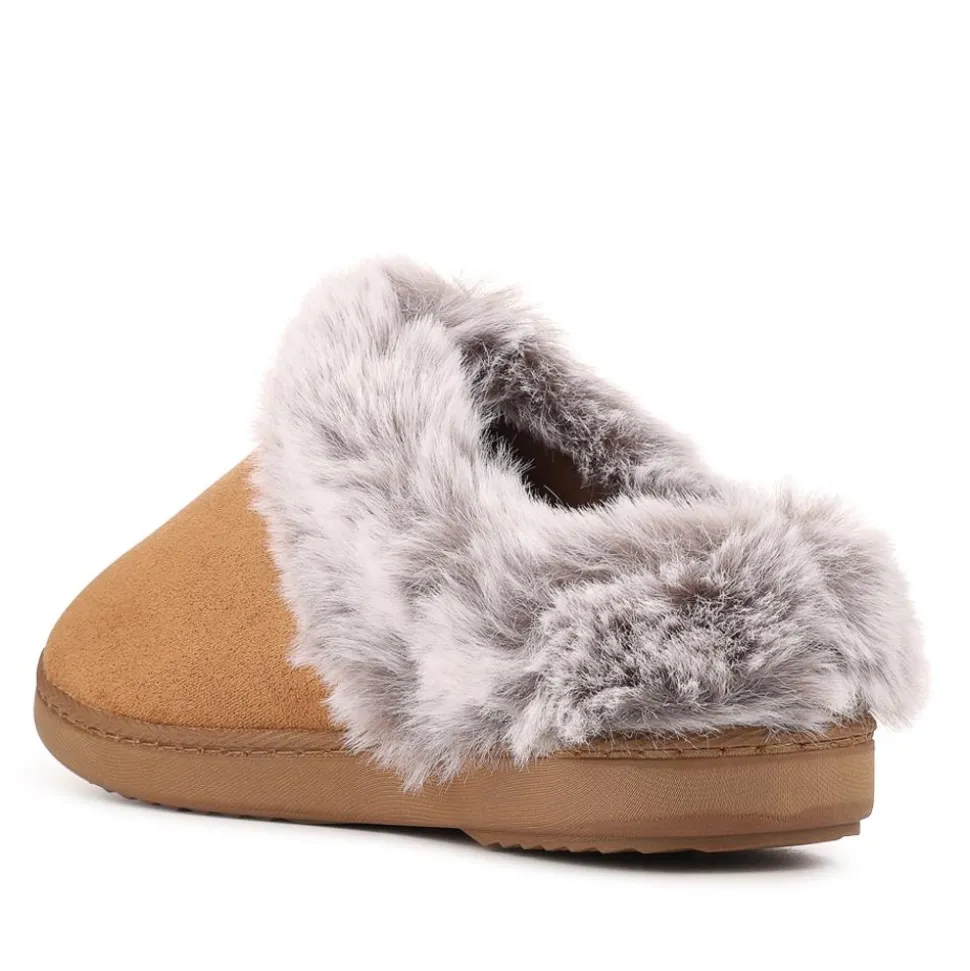 Warm Lined Cushioning Luxury Fur Slippers - Chestnut