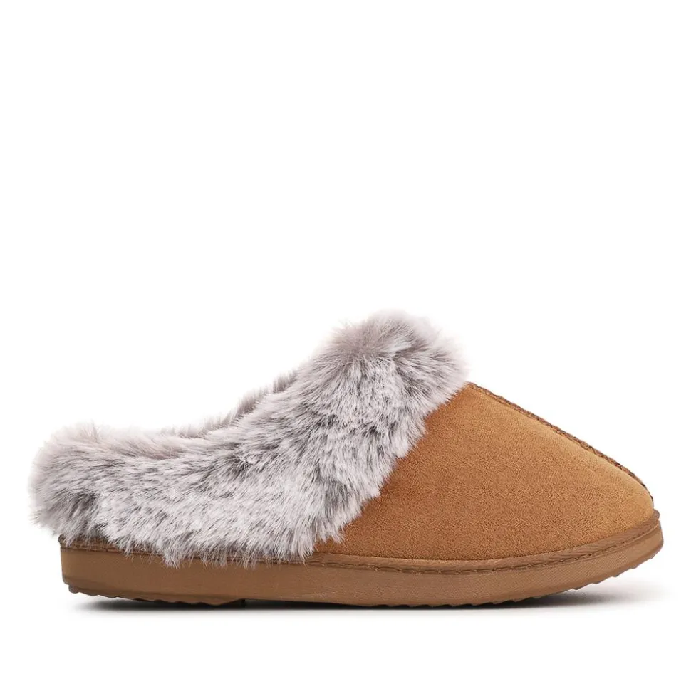 Warm Lined Cushioning Luxury Fur Slippers - Chestnut