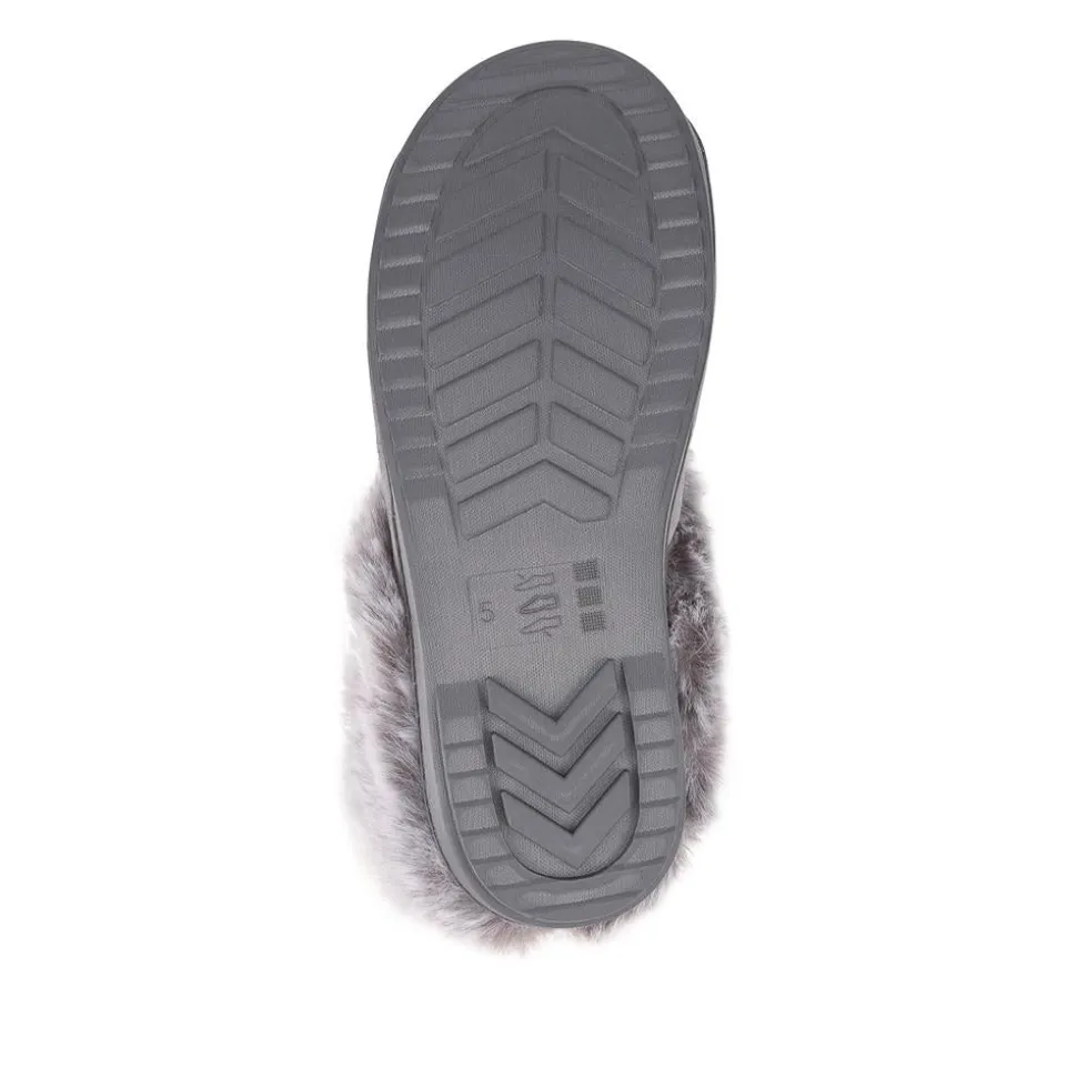 Warm Lined Cushioning Luxury Fur Slippers - Grey