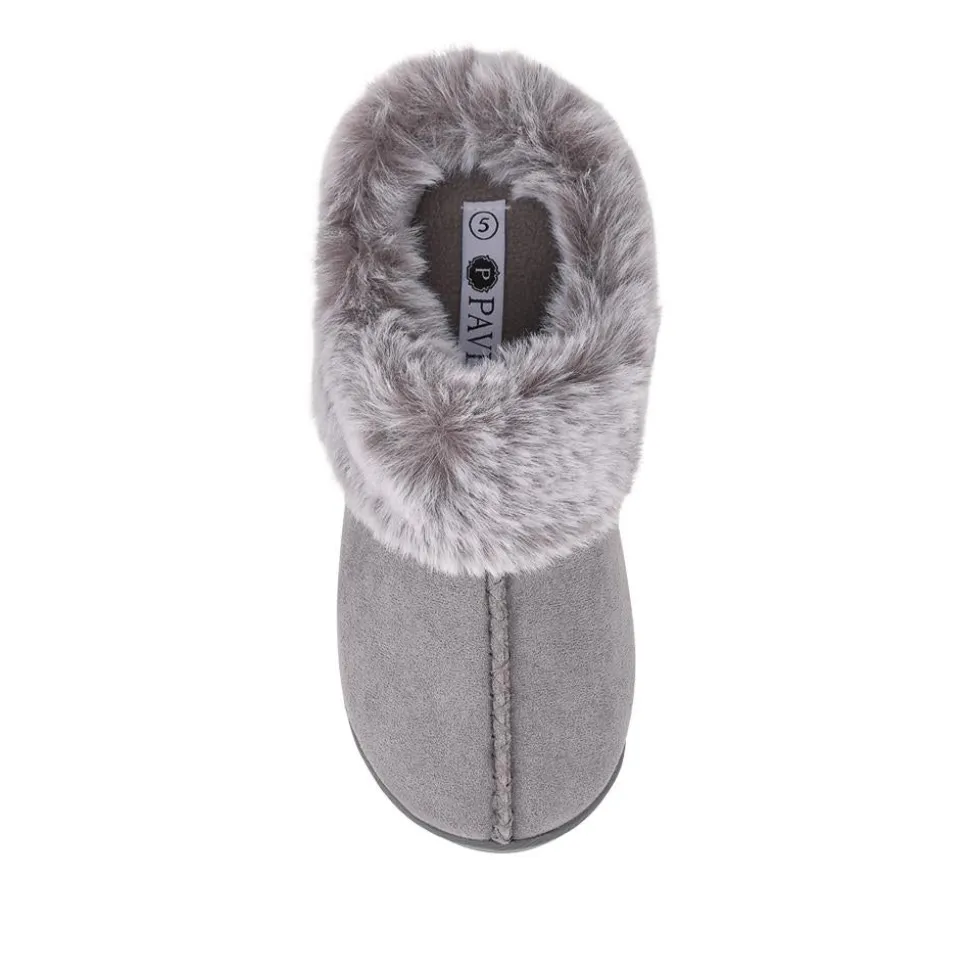 Warm Lined Cushioning Luxury Fur Slippers - Grey