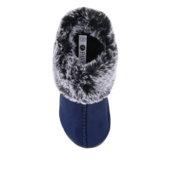 Warm Lined Cushioning Luxury Fur Slippers - Navy
