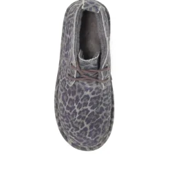 Warm-Lined Lace-Up Boots - Grey Leopard