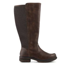 Warm Lined Long Boots With Inside Zip - Brown