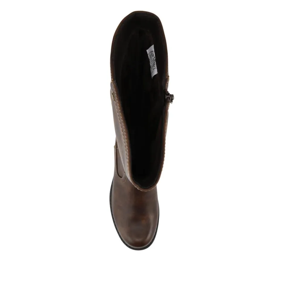 Warm Lined Long Boots With Inside Zip - Brown
