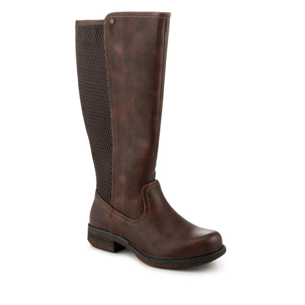 Warm Lined Long Boots With Inside Zip - Brown