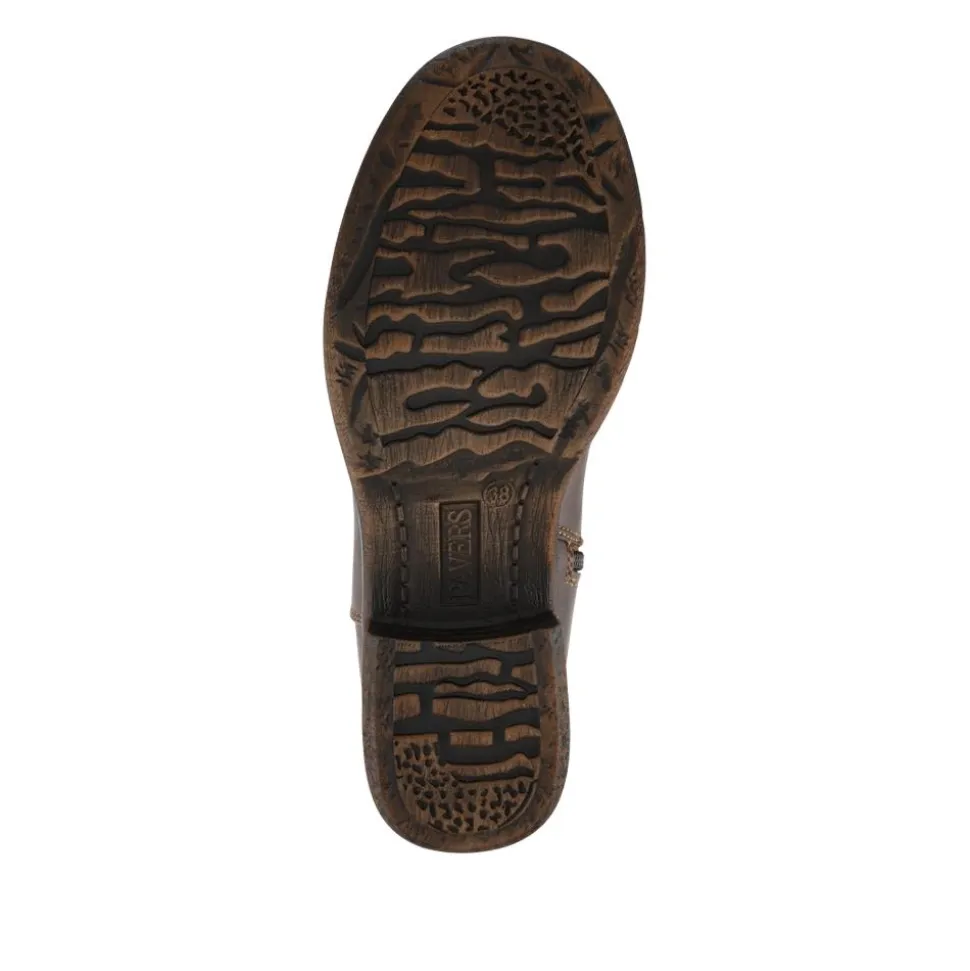 Warm Lined Long Boots With Inside Zip - Brown