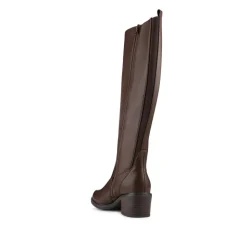 Warm Lined Long Boots With Stretch Calf Fitting - Brown
