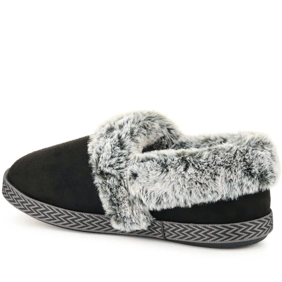 Warm-Lined Memory Foam Slippers - Black