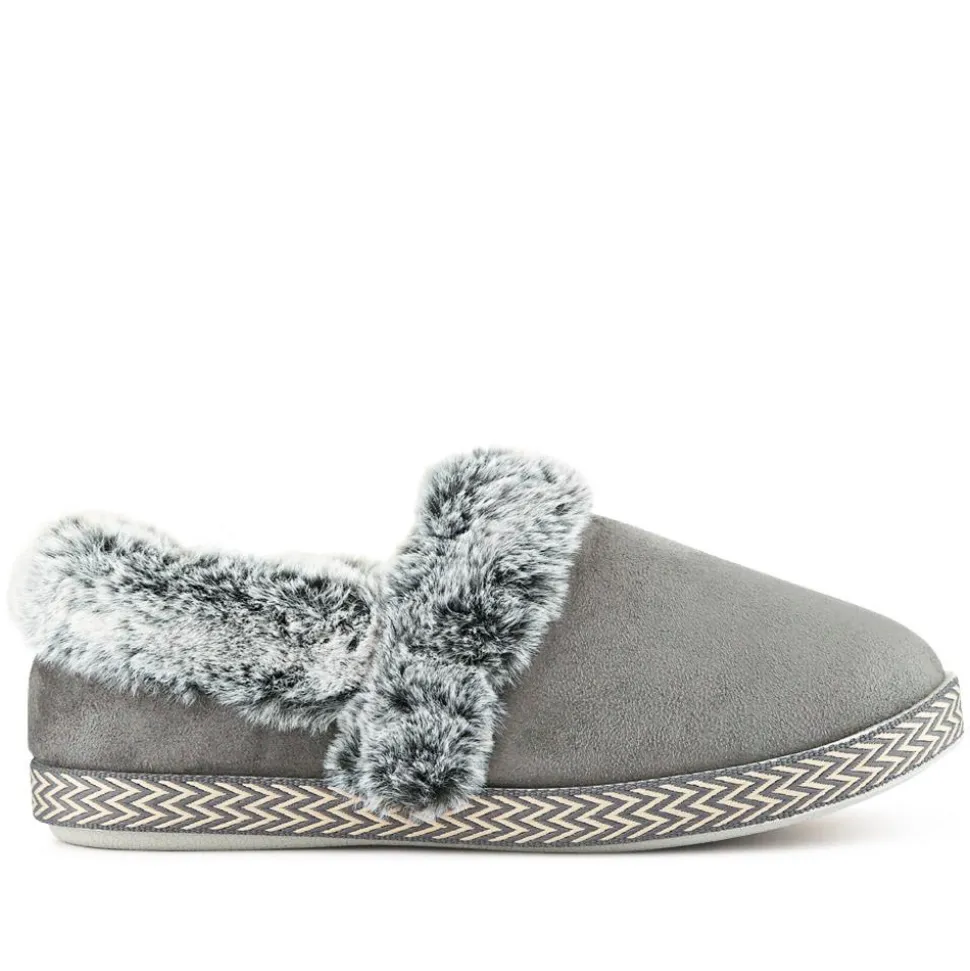 Warm-Lined Memory Foam Slippers - Grey