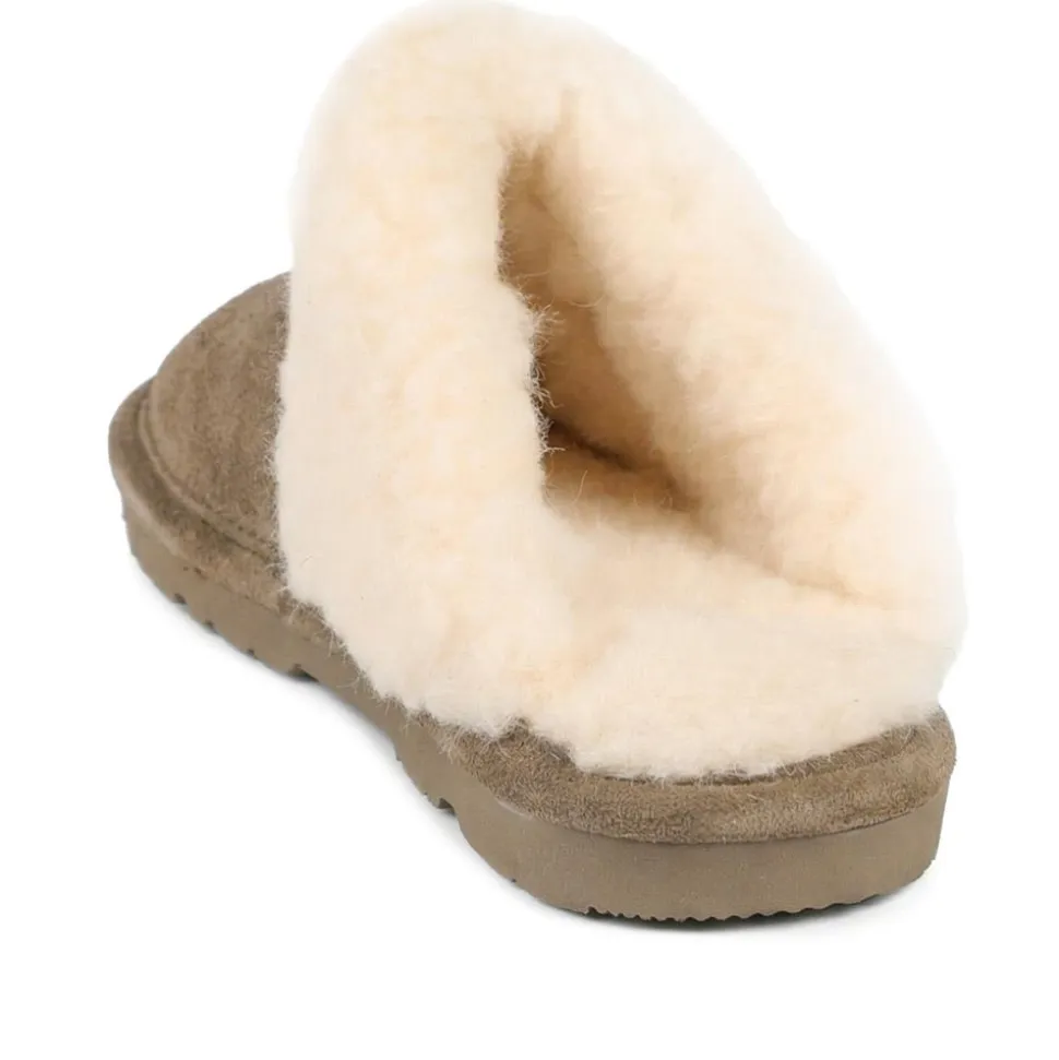 Warm-Lined Mule Slippers - Brown