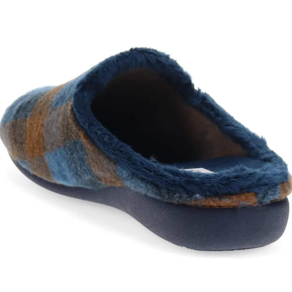 Warm-Lined Mule Slippers - Navy