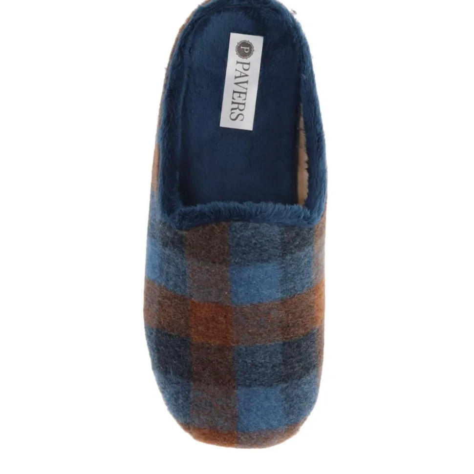 Warm-Lined Mule Slippers - Navy