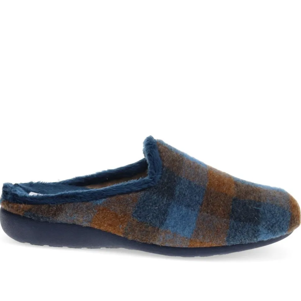 Warm-Lined Mule Slippers - Navy