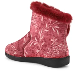 Warm-Lined Touch-Fasten Slippers - Burgundy