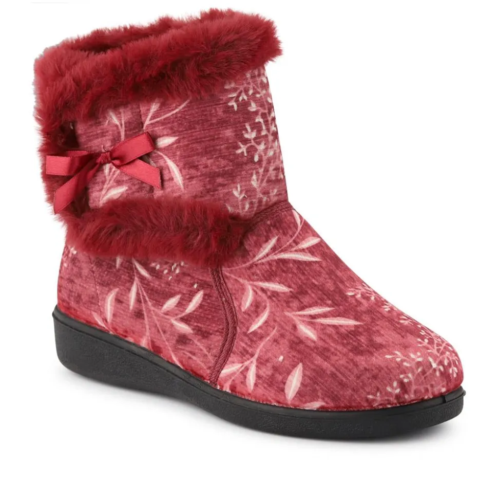 Warm-Lined Touch-Fasten Slippers - Burgundy