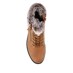 Warm Lined Zip Up Casual Boots - Tan