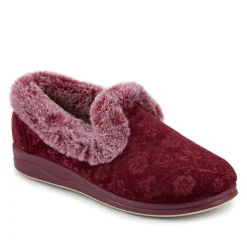 Warm Memory Foam Velour Slippers - Burgundy