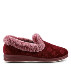 Warm Memory Foam Velour Slippers - Burgundy