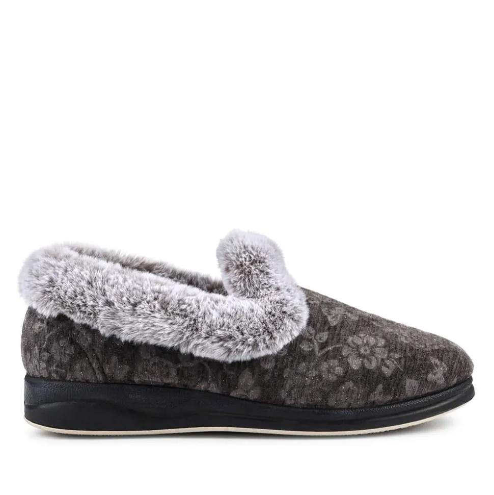Warm Memory Foam Velour Slippers - Grey