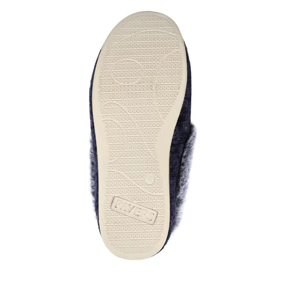 Warm Memory Foam Velour Slippers - Navy