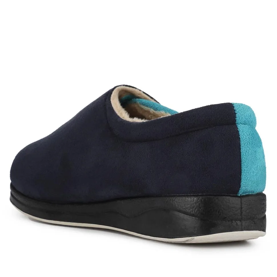 Warm Touch-Fasten Slippers - Navy