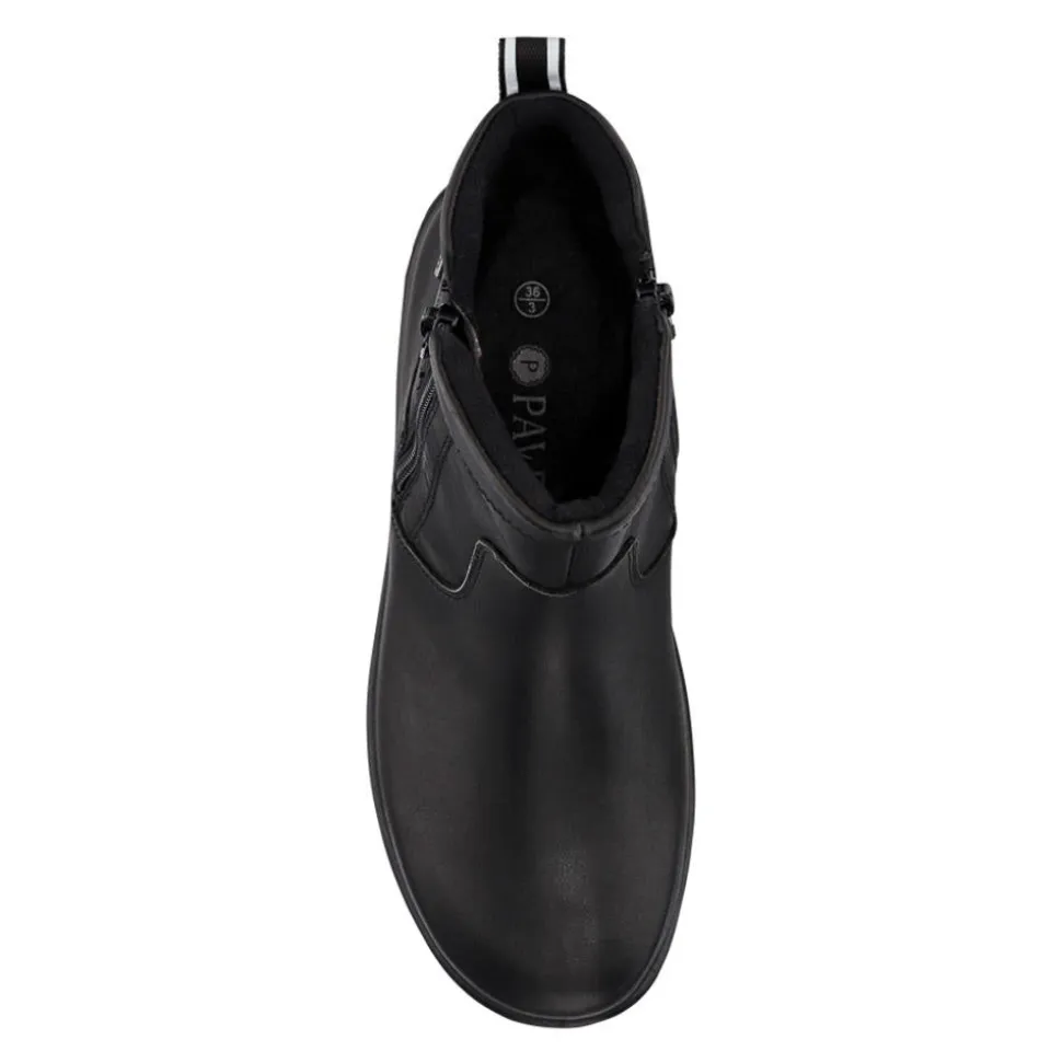 Waterproof Leather Ankle Boots - Black