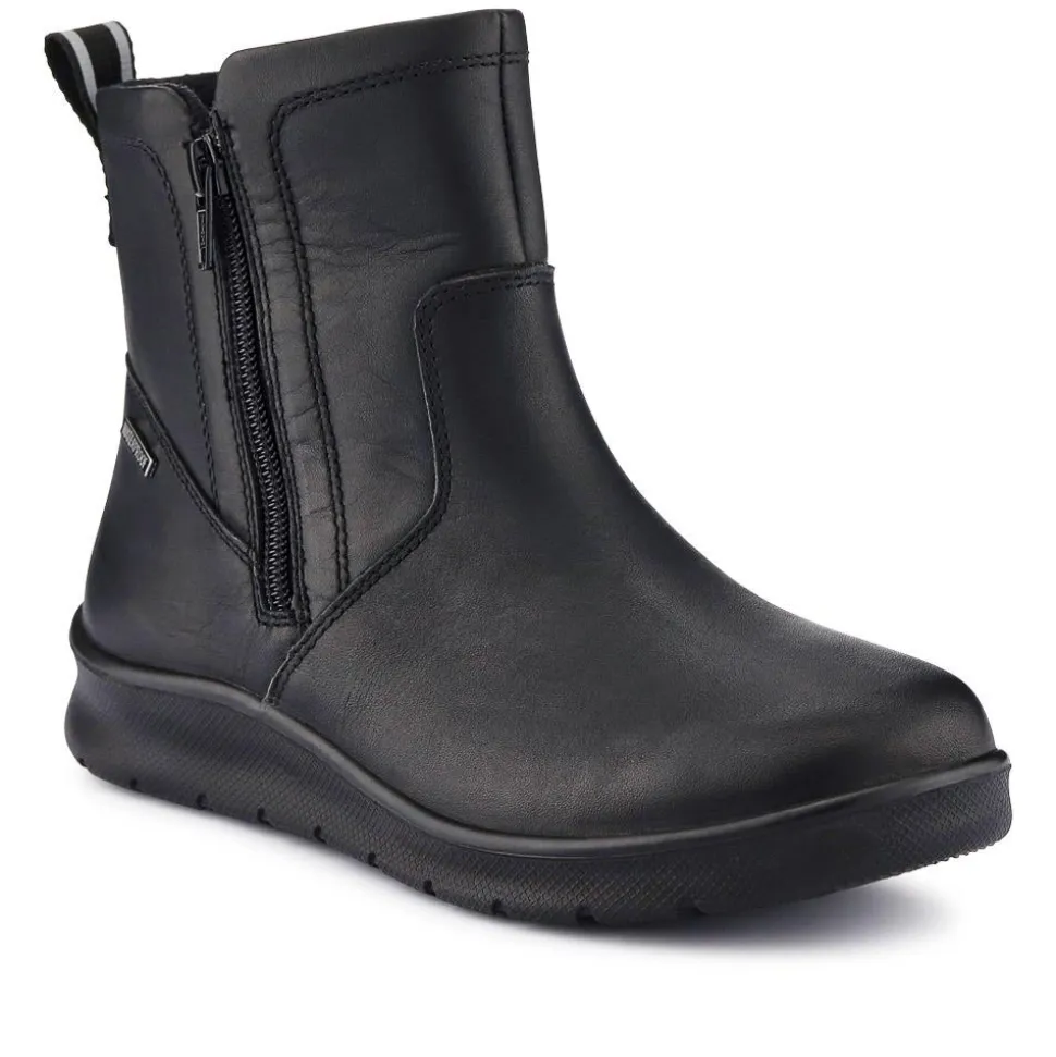 Waterproof Leather Ankle Boots - Black