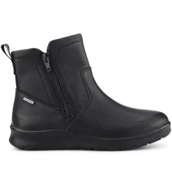 Waterproof Leather Ankle Boots - Black