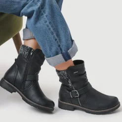 Water-Resistant Biker Boots - Black