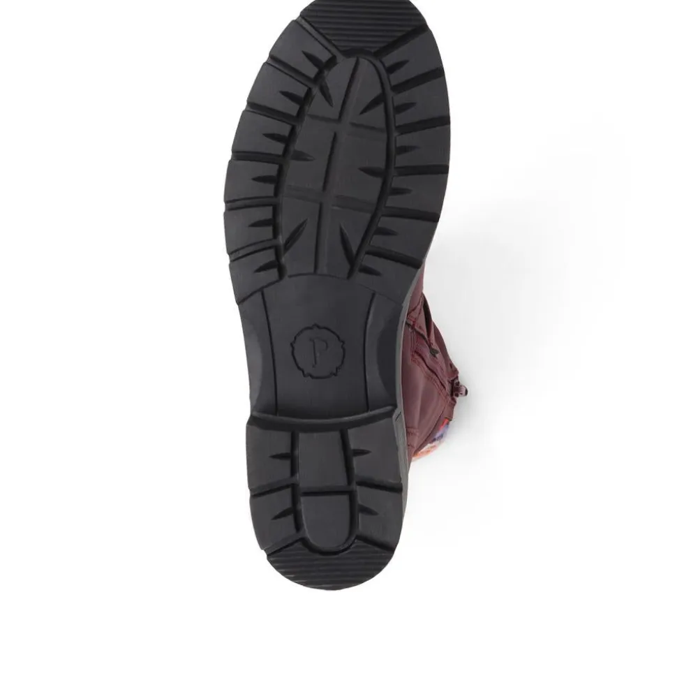 Water-Resistant Biker Boots - Burgundy