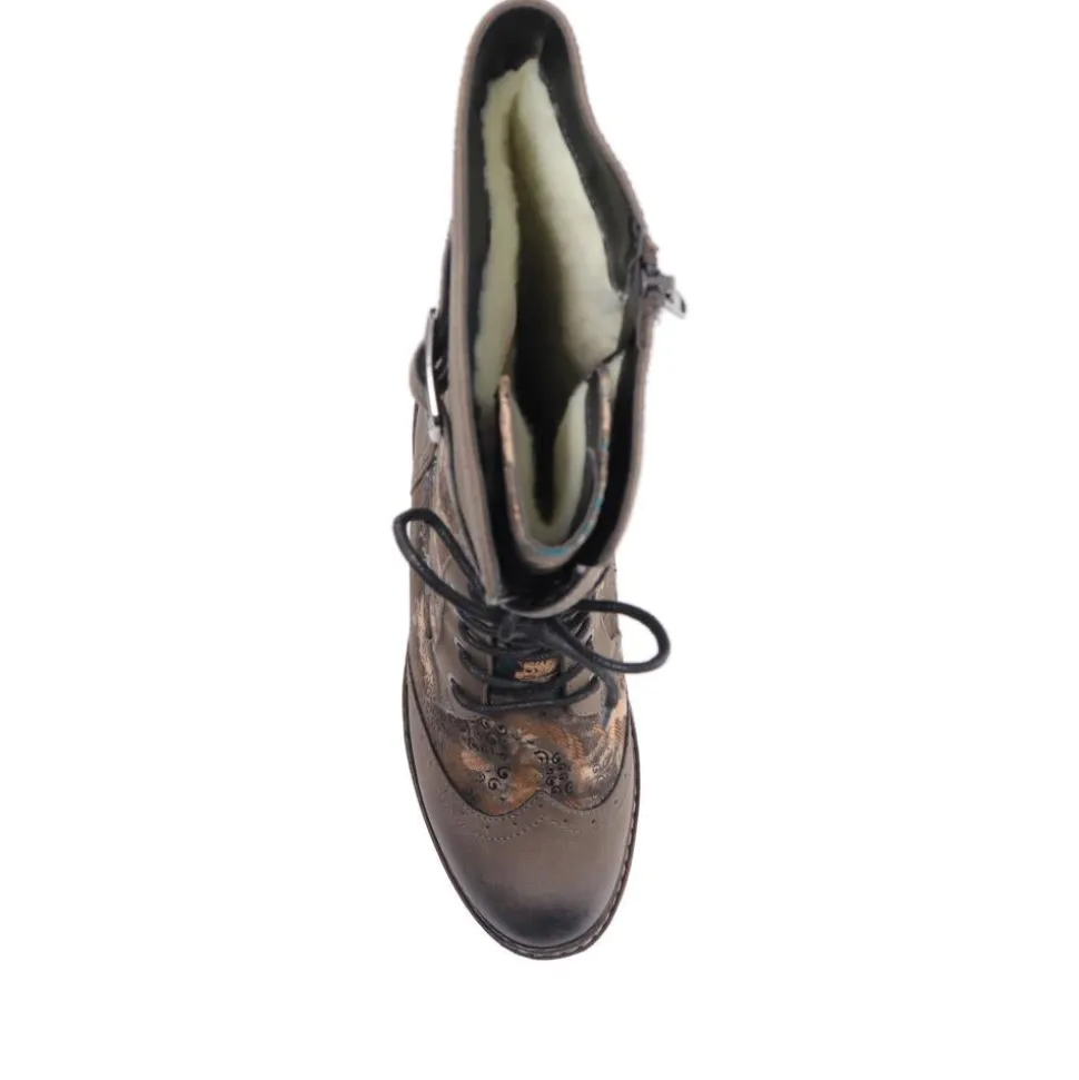 Water-Resistant Lace-Up Long Boots - Floral