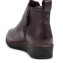 Wedge Heel Ankle Boots - Burgundy
