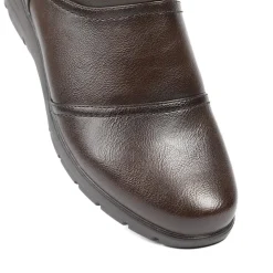 Wedge Heel Casual Zip Up Ankle Boots - Brown
