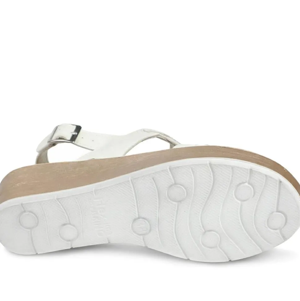 Wedge Heeled Buckle Fasten Sandals - White
