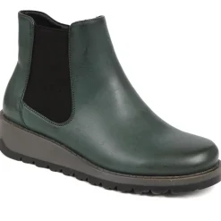 Wedge-Heeled Chelsea Boots - Green