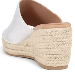 Wedge Heeled Mule Espadrilles - Silver Shimmer