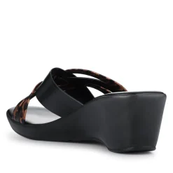 Wedge-Heeled Mules - Black Leopard