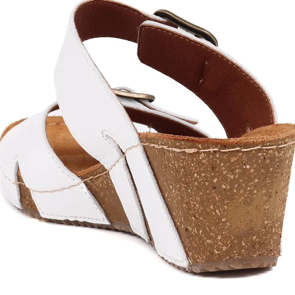 Wedge Heeled Mules - White