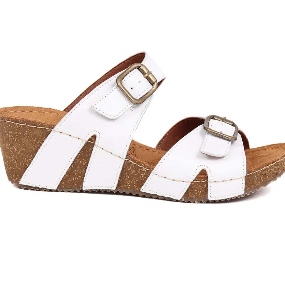 Wedge Heeled Mules - White