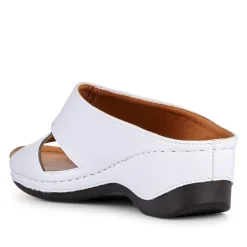 Wedge-Heeled Mules - White